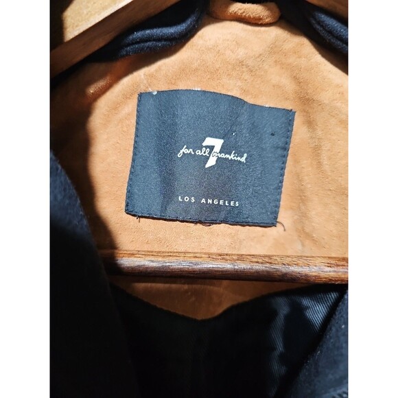 7 For All Mankind Suede Leather Moto Jacket Removeable Hood M Brown Black *Read* - Picture 2 of 5